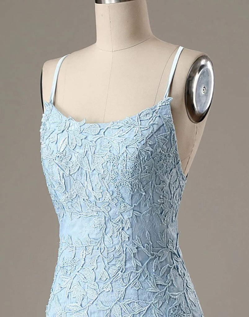 Sheath Lace Spaghetti Straps Backless Short Mini Homecoming