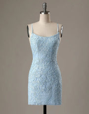 Sheath Lace Spaghetti Straps Backless Short Mini Homecoming