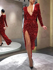Mermaid / Trumpet Sexy Sparkle & Shine High Split Prom