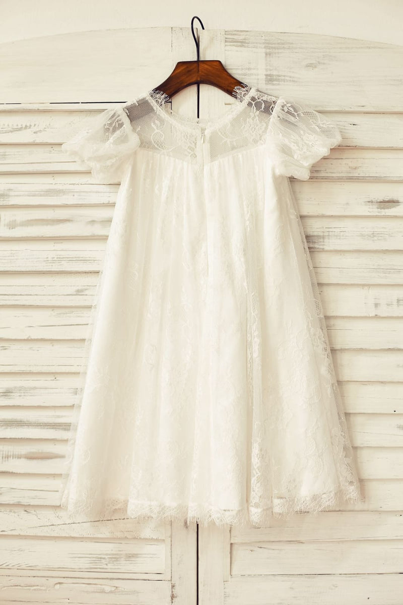 Beautiful Puffy Sleeveless Flower Girl Dresses Lace Appliqued