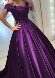 Satin Court Train A-Line/Princess Sleeveless