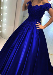 Satin Court Train A-Line/Princess Sleeveless