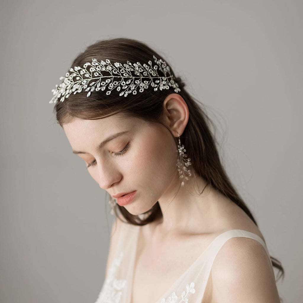 Silver Crystal Wedding Hair Headband Elegant Women Bridal