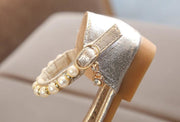Silver / Gold / Pink Beaded Flower Girl Shoes Baby Dancing
