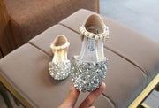 Silver / Gold / Pink Beaded Flower Girl Shoes Baby Dancing