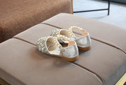Silver / Gold / Pink Beaded Flower Girl Shoes Baby Dancing