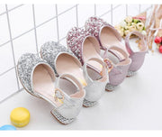 Silver / Pink Glitter Rhinestone High Heel Baby Kids