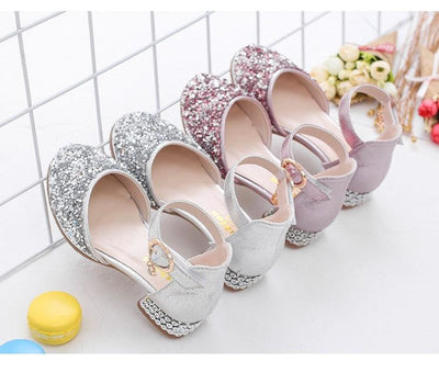 Silver / Pink Glitter Rhinestone High Heel Baby Kids