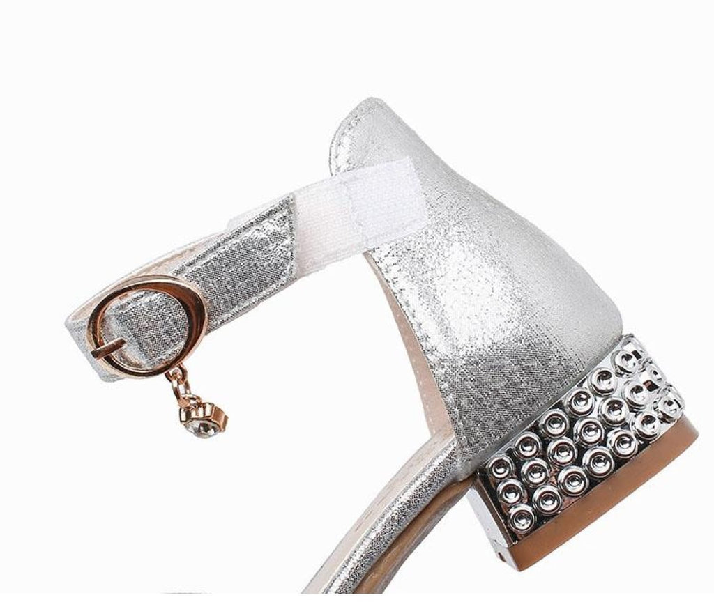 Silver / Pink Glitter Rhinestone High Heel Baby Kids