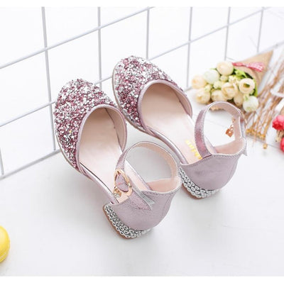 Silver / Pink Glitter Rhinestone High Heel Baby Kids