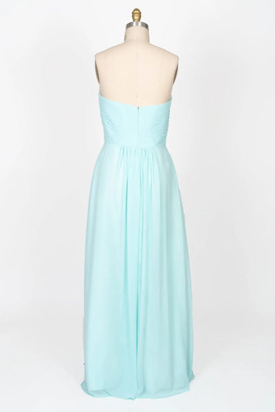 Strapless Sweetheart Pleated Empire Mint Chiffon Bridesmaid