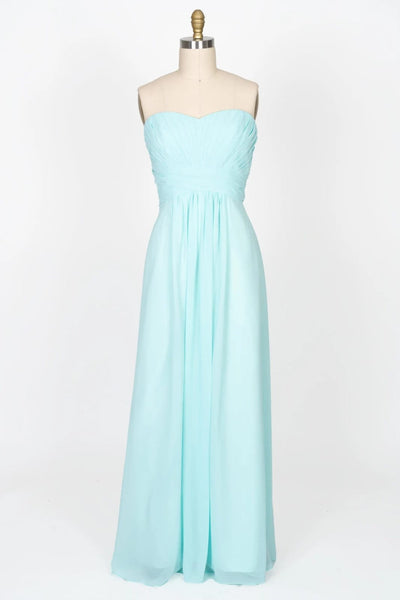 Strapless Sweetheart Pleated Empire Mint Chiffon Bridesmaid
