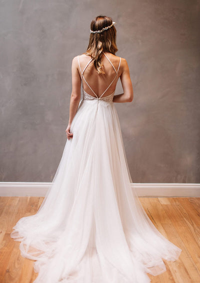 Tulle Wedding Dress A-Line/Princess Sweetheart Court Train