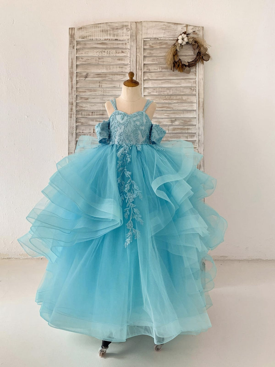 childrens light blue bridesmaid dresses 2019 Little Girls Formal Event Wear first communion ss