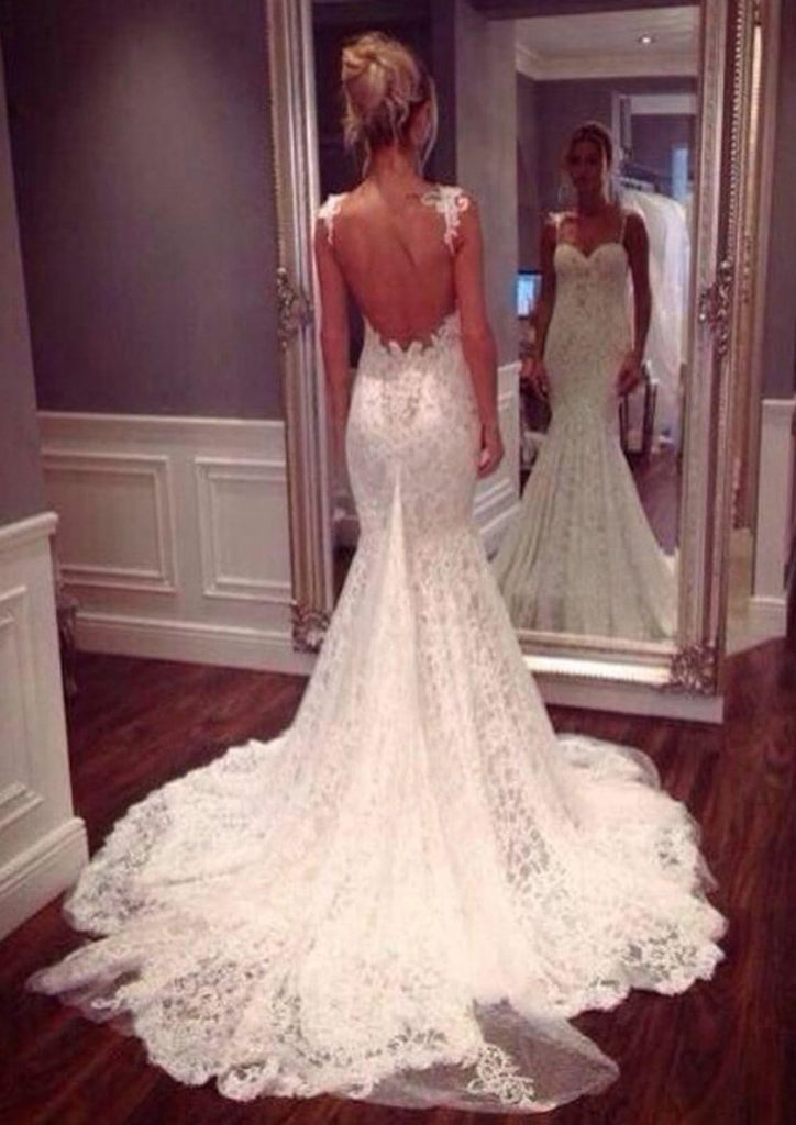 Trumpet/Mermaid Sweetheart Sleeveless Court Lace Wedding