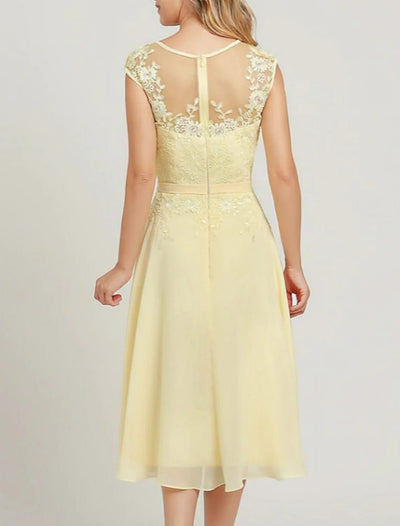 Two Piece A-line Jewel Neck Midi Chiffon Sleeveless Mother