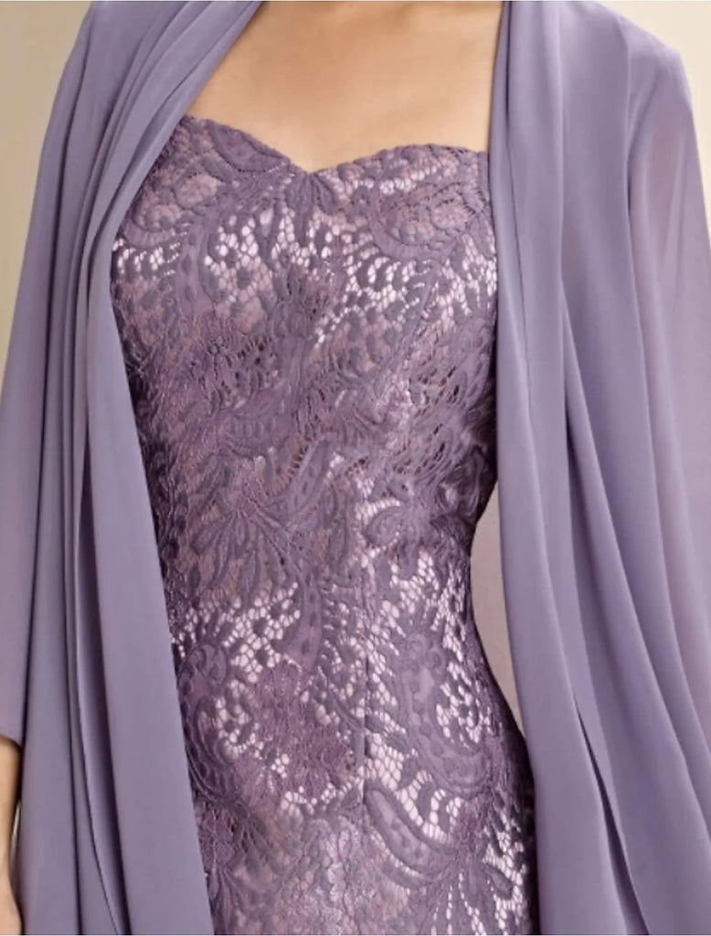 Two Piece A-line Plus Size Sweetheart Knee Length Chiffon