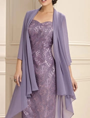 Two Piece A-line Plus Size Sweetheart Knee Length Chiffon