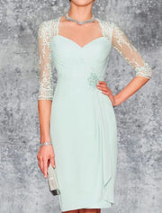 Two Piece Sheath Plus Size Knee Length Chiffon Mother of the