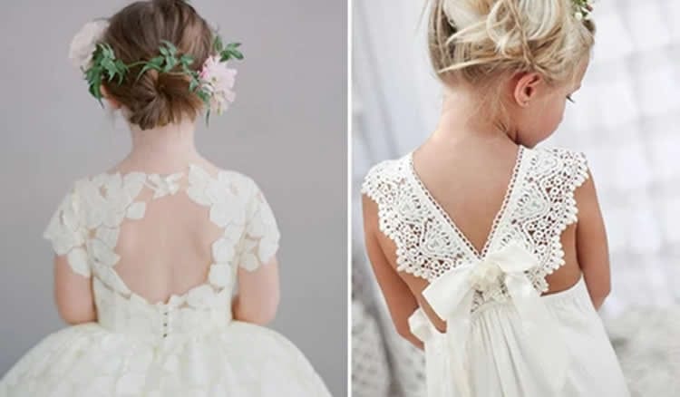 6 Incredibili abiti da ragazza di fiori color avorio per un matrimonio estivo