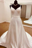Abito da sposa bianco lungo in raso, spalline sottili, scollo a V e schiena scoperta