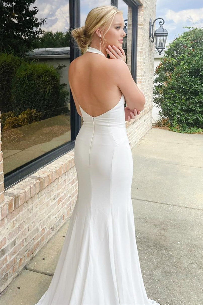 white halter mermaid dress AKASHI | Mermaid wedding dress with halter neck