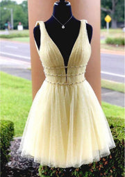Mini vestido de baile curto de tule sem mangas evasê, glitter com miçangas
