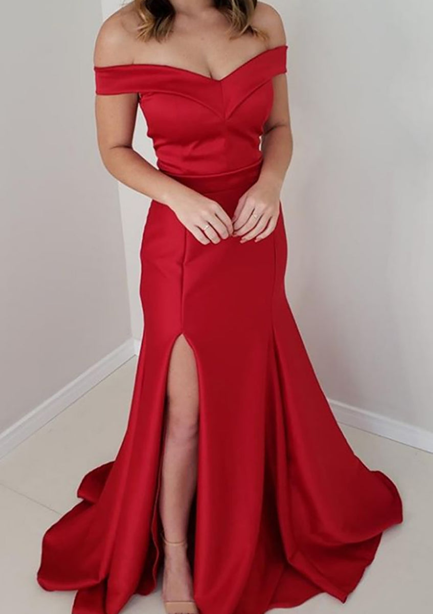 Trumpet Sleeveless High Neck Slit Royal Blue Jersey Evening Gown main image 1