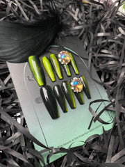 Verdant Valley Reutilizáveis ​​Press-On Crystal Long Wearable Nails