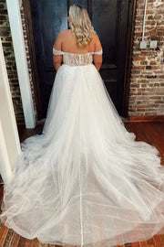 White Floral Lace Off-the-Shoulder A-Line Dress