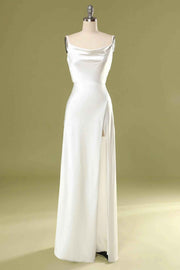 Straps Cowl Back Bridesmaid Dress with Slit