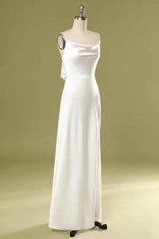Straps Cowl Back Bridesmaid Dress with Slit