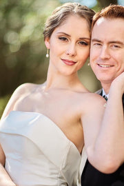 White Satin Strapless Trumpet Long Wedding Dress