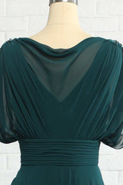 Green Chiffon Bateau Banded Waist Bridesmaid Dress