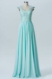 Blue Floral Embroidered Pleated Dress