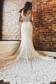 Lace Sweetheart Trumpet Long Wedding Dress