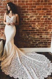 Lace Sweetheart Trumpet Long Wedding Dress