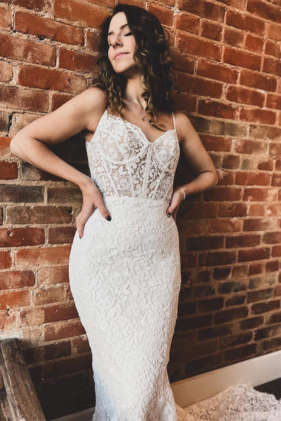 Lace Sweetheart Trumpet Long Wedding Dress