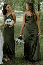 Cowl Neck Spaghetti Strap Long Dress