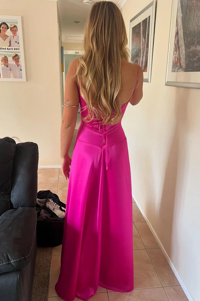 A-Line Square Neck Spaghetti Straps Sleeveless Lilac Satin Floor Length Prom Dress A-Line Square Neck Spaghetti Straps Sleeveless Lilac Satin Floor Length Prom Dress