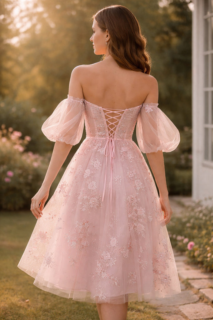 Blush Pink Embroidered Midi Dress - Princessly Blush Pink Embroidered Midi Dress - Princessly