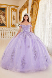 Long Floral Ball Gown Glitter Quinceañera Dress