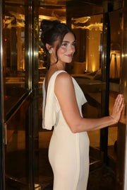 Cowl-Back Sleeveless Column Gown