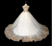 Goldenes Pailletten-Spitze-Elfenbein-Tüll-Ballkleid für Hochzeit, Blumenmädchenkleid, Kinderparty