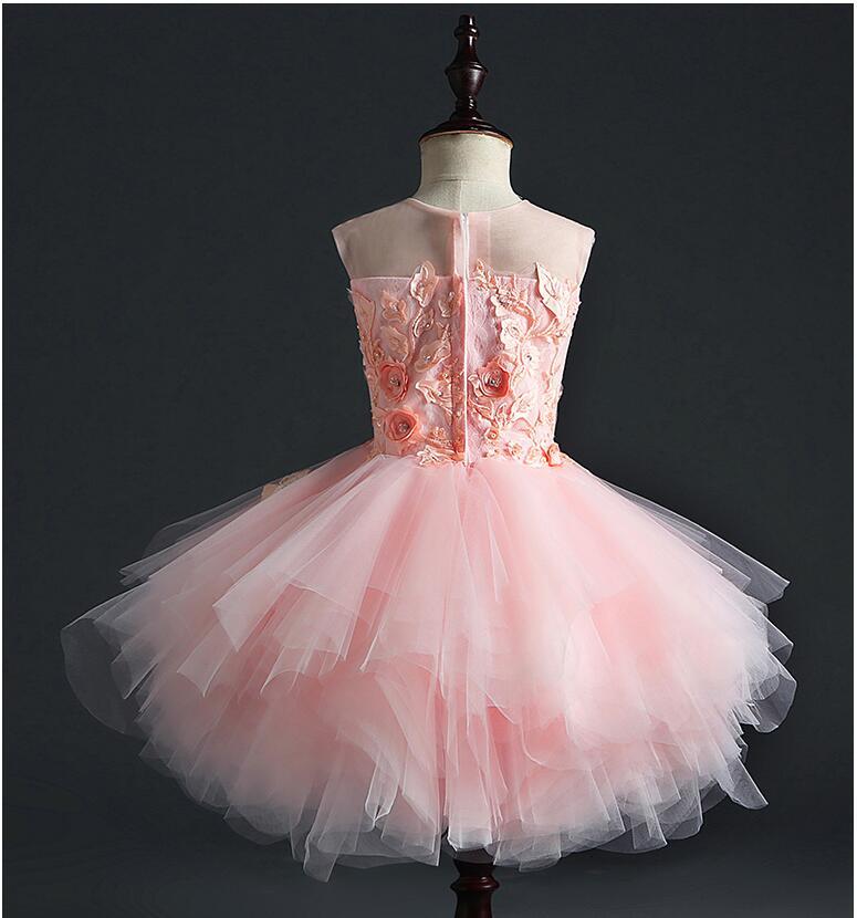 Abito Da Bambina In Pizzo Con Fiori E Fiocco - Senza Maniche, Scollo A Barca - Per Matrimoni, Festa, Damigella D'Onore (Taglie 0-6 Anni)
