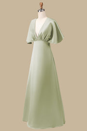 Plunge V Maxi Dress with Half Sleeves