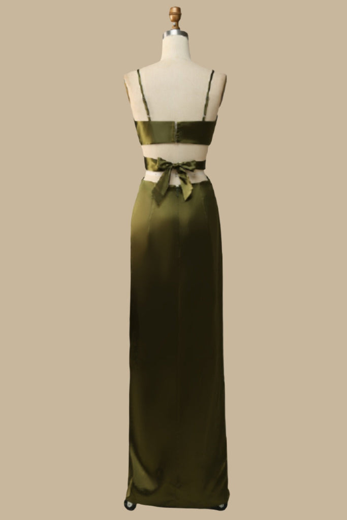 olive cut out maxi dress Caicos Cut-Out Halterneck Maxi Dress in Olive Green