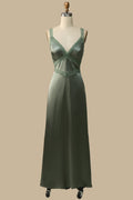 Olive Green Lace Polyester Tie-Back Sleeveless Formal Maxi Dress