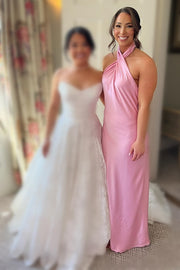 Backless Long Bridesmaid Dress in Champagne