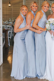 Backless Long Bridesmaid Dress in Champagne